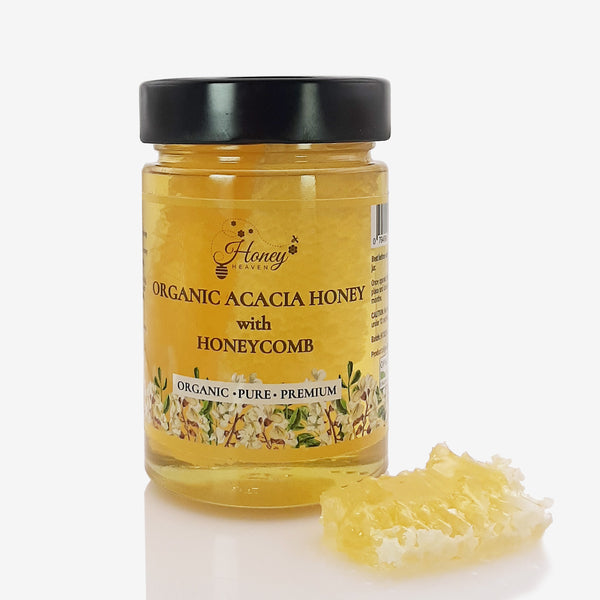Organic Acacia Honey with Honeycomb-Honey Heaven