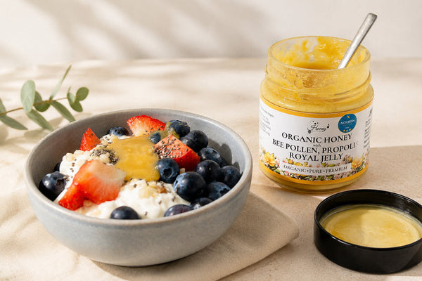 A Nutritionist’s Thoughts on Honey Heaven’s Organic Bee Pollen, Proplis, Royal Jelly Honey