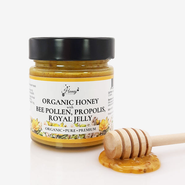 Organic Honey with Bee Pollen, Propolis and Royal Jelly-Honey Heaven