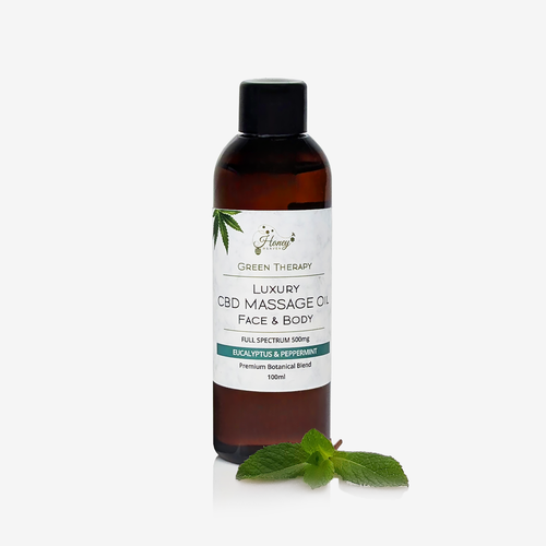 Luxury CBD Massage Oil UK Face & Body Full Spectrum 500mg (Eucalyptus & Peppermint)
