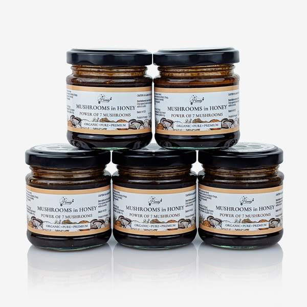 Organic Mushroom Honey – 120g Small Jar Bundle (5 & 10 Pack)