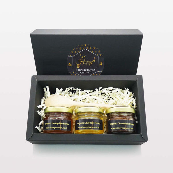 Pure Honey Gift Set Of 3 40g Min Jars With Serving Spoon