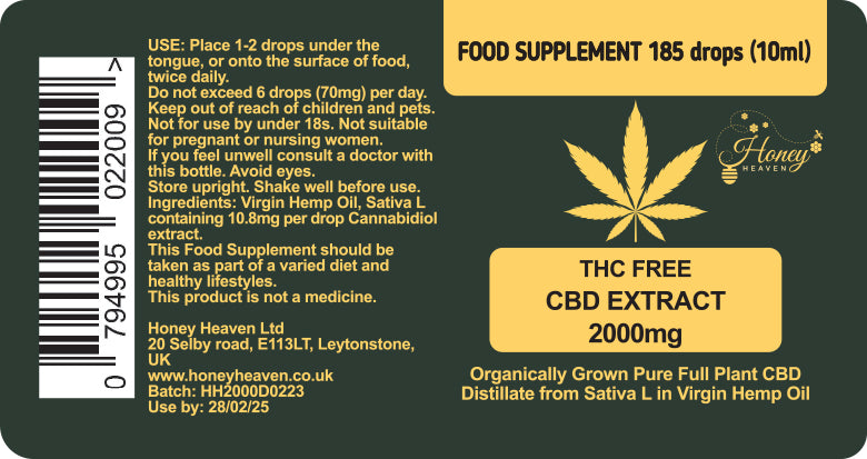 CBD Oil THC Free 2000mg – Honey Heaven