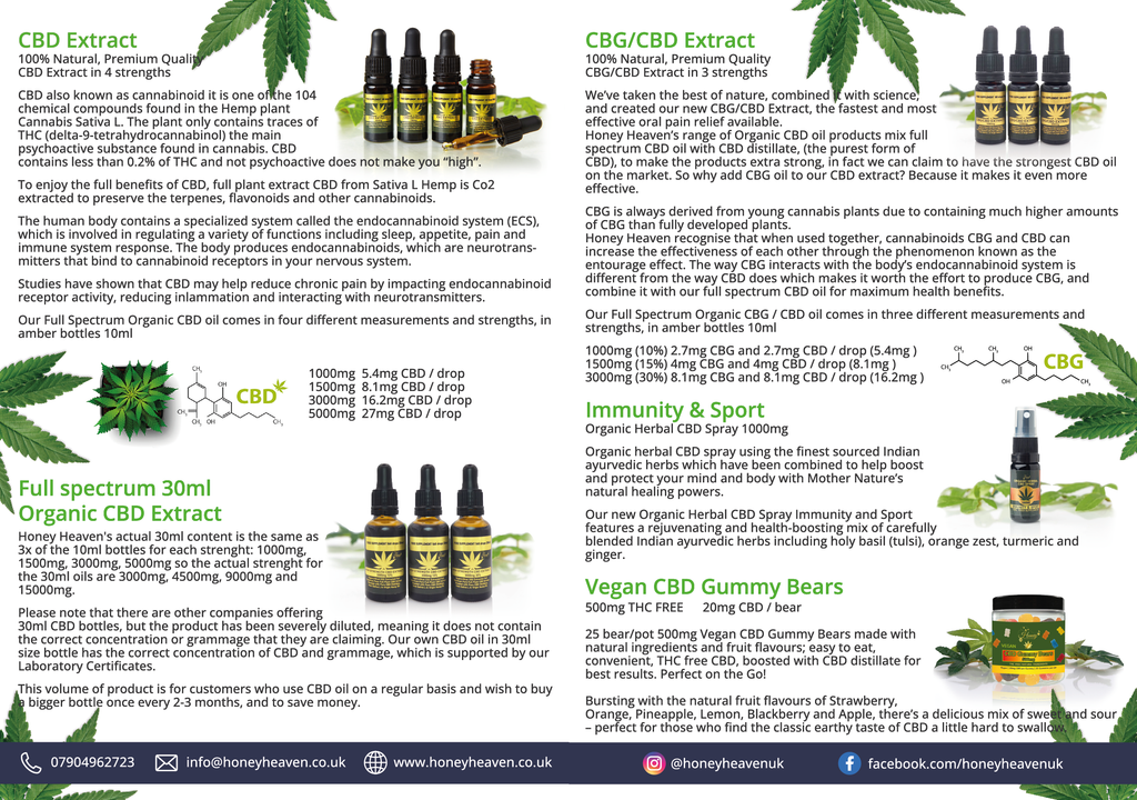 3000mg Full Spectrum Organic CBG / CBD oil - Honey Heaven